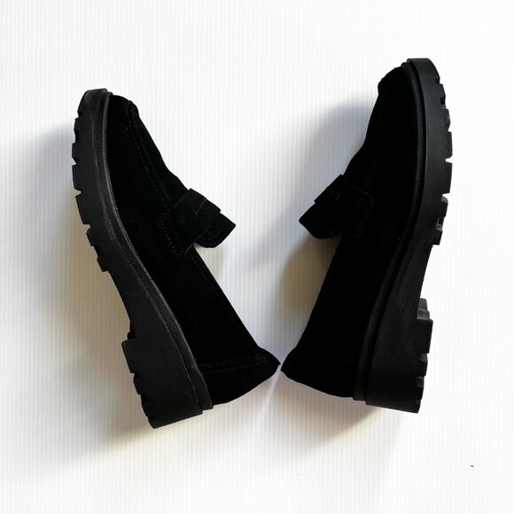 Clarks CALLA EASE SUEDE- BLACK Lug Sole Loafers NWT - Picture 5 of 11